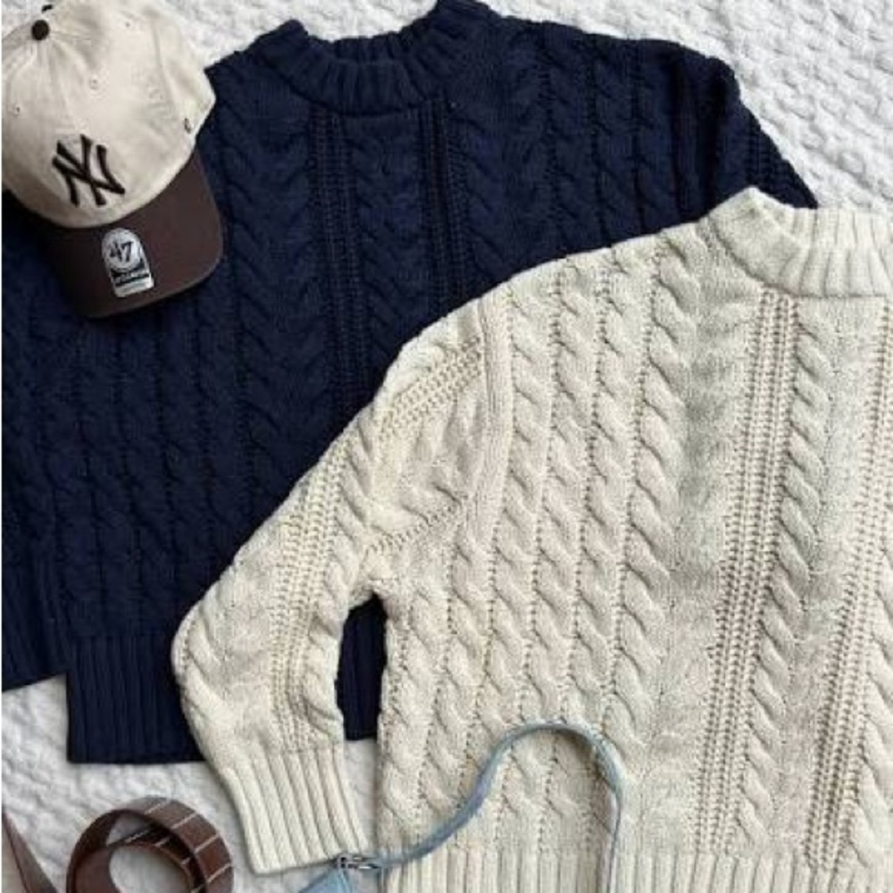 PacSun Navy Cable Knit Sweater